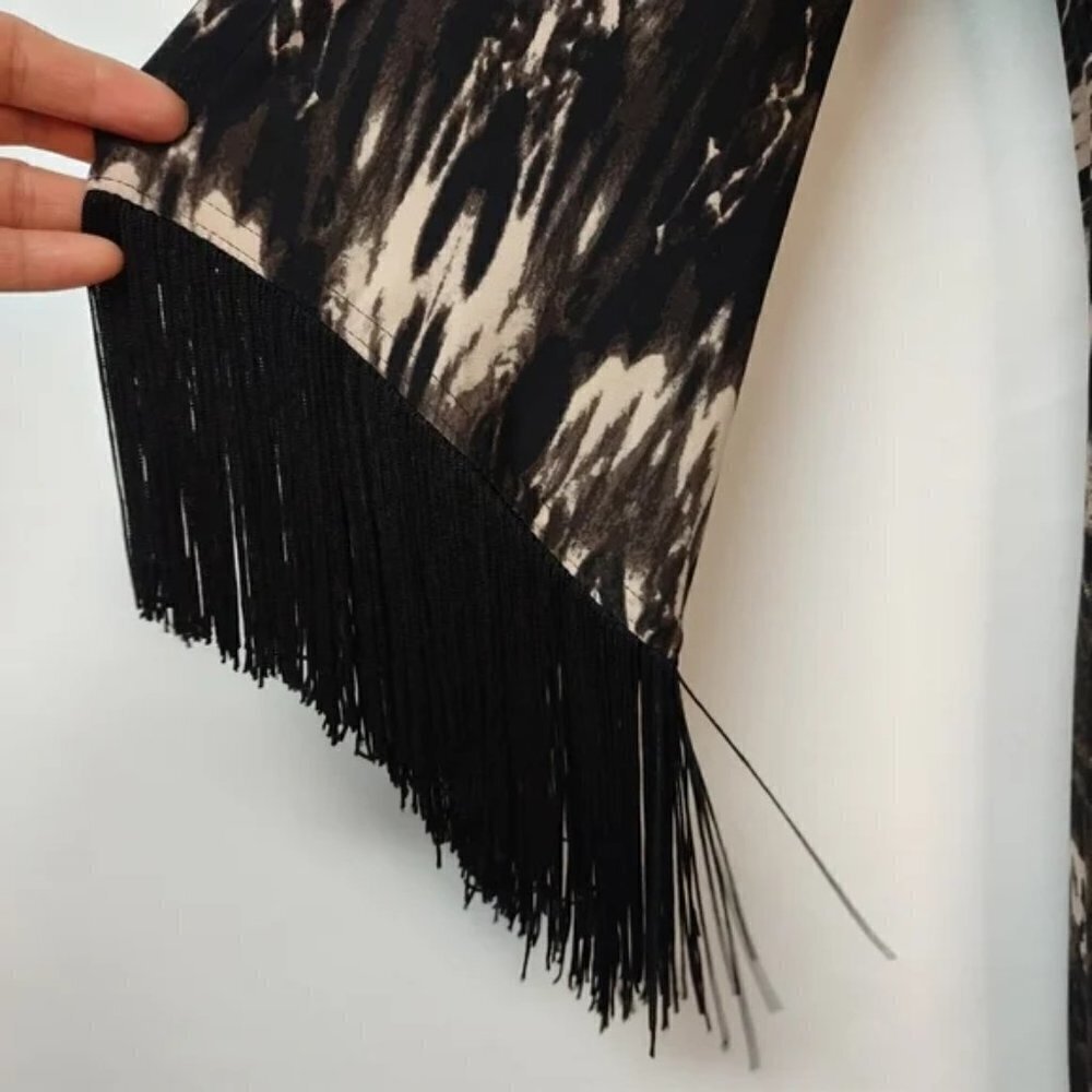 R&M Richards Black Brown White Fringe Dress Size 10 NWT - Picture 9 of 12